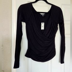 NWT Express Ruched Draped Black Top Size XS